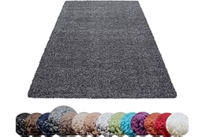 HomebyHome Shaggy dywan z wysokim runem, do salonu, miękki, jednokolorowy, w 14 kolorach, kolor: szary, wymiary: 140 x 200 cm