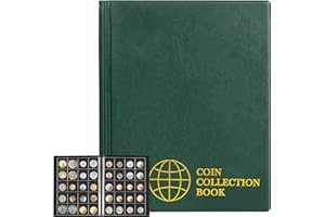 UNCLE PAUL Album de pièces de monnaie 200 pochettes - 45x45 mm/1,8x1,8 pouces Livre de pièces de monnaie de poche vert 10 pages Porte-monnaie pour collection de pièces Livre de rangement pour pièces CS0220GR