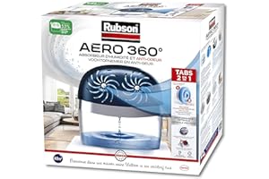 Rubson AERO 360° Absorbeur d'humidité pour pièces de 40 m², déshumidificateur d'air anti odeurs & anti moisissure, inclus 2 recharges neutres de 450 g