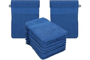 ‎BETZ Betz Waschhandschuhe Palermo 10 Stück 16x21 cm – 100% Baumwolle 360g/m² – Weiche Frottee Waschlappen – Pflegeleicht & saugstark – Farbe blau