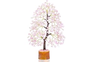 CROCON Rose Quartz Tree - Crystal Tree of Life - Gemstone Tree - Feng Shui - Chakra Tree - Healing Crystal - Pink Healing Stone for Heart Chakra - Unconditional Love - Attract Good Luck - Home Decor - Gift
