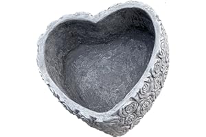 STONEANDSTYLE Stone and Style Fioriera a forma di cuore di rosa, misura XL, resistente al gelo, resistente alle intemperie, in pietra