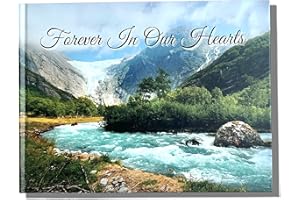 JC CLASSICS Funeral Memory Book | Condolence Book | Memorial Guest Book | Guest Book for Funeral Hardcover | Guestbook for Celebration of Life Memorial Service with Memory Table Card Sign (Stream)