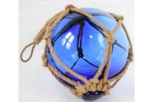 maritime Dekoration Fischerkugel Fischernetz Deko 13cm Ø Blau Glas Hanftampen