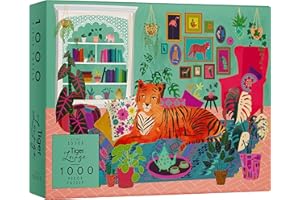 Elena Essex 1000 sztuk puzzli dla dorosłych - Tiger Lounge/hobby dla dorosłych kobiet/kocie rośliny sukulenty puzzle / puzzle rozmiar 70 x 50 cm