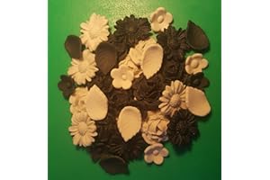 SIMPLY HEAVEN PASTE Edible Bouquet 36 roses flowers cupcake cake topper decoration wedding 50 verieties (Black & Silver)