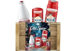 Old Spice Coffret cadeau Treasure Chest pour homme avec déodorant Stick Deep Sea Déodorant Spray, Gel douche et après-rasage Captain