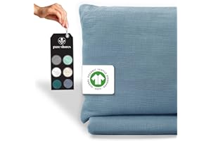 ‎PURE SHORES pure shores - Musselin Bettwäsche 135x200 Bio | Bettwäsche Set 100% Baumwolle mit GOTS | Reißverschluss | 1 Kissen 80x40 | Gezeiten-Blau