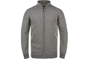 Indicode IDAndy Herren Strickjacke Cardigan Grobstrick Pullover mit Stehkragen und Reißverschluss