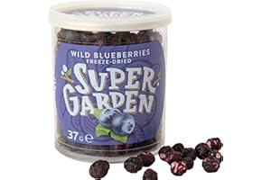 SUPERGARDEN Super Garden Myrtilles Sauvages Lyophilisées - Collation Saine 100% Naturelle - Convient aux Végétaliens - Sans Sucre Ajouté, Additifs Artificiels ni Conservateurs - Sans Gluten