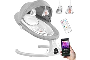 Tulano Astrid 35 | Elektrische Babywippe mit Schaukel- und Timerfunktion | 5 Schaukelgeschwindigkeiten | Bewegungsmelder | Bluetooth & 15 Melodien | Fernbedienung | Verstellbare Rückenlehne