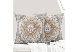 ECZOIL - Juego de 2 fundas de cojín (50 x 50 cm, diseño boho étnico, vintage, fundas de cojín, 20 x 20 pulgadas, para casa, salón, dormitorio, color marrón