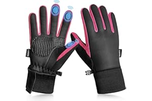 Sukeen Warme Kinder-Winterhandschuhe für Jungen und Mädchen, winddicht, PU, kaltes Wetter, Alter 4–12 Jahre, rutschfeste Handschuhe für Radfahren, Outdoor