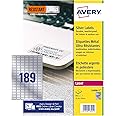 Avery L6008-5 Resistant Labels, Silver (A4 Sheet of 25 x 10 mm, 945 Labels)