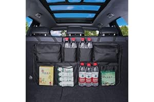 Fifth Gear Hanging Car Boot Storage Organiser Multi Pocket Trunk Back Seat Children's Travel Storage Waterproof Durable Foldable Cargo Net with 8 Pockets