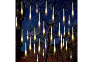 Auniq Luci Pioggia Meteore, 30cm 10 Tubi 240 LED Luci Stringa Meteora Doccia Impermeabile IP65 Luci Cascata Esterno Decorazione Catena Luminosa LED Goccia di pioggia Luci per Natale Giardino Festa