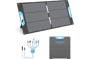 E-POWO 110W Faltbares Solarpanel mit USB-C PD 65W & USB-A QC 3.0, IP67 Wasserdicht, 23,5% Wirkungsgrad ETFE Ladegerät mit Ständer für Camping, Wohnmobil, Powerstation, Laptop, Smartphone, Tablet