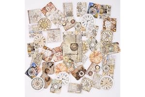 SHANFAA 46PCS Vintage Clock Stickers,Mini Size Scrapbook Stickers,DIY Decoration Stickers for Travel Case, Laptop, Planners, Calendars, Scrapbook, Suitcase, Notebooks, Journal