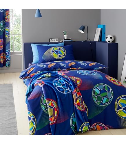 Bedding Bedlam - Blue Aqua Football Duvet Cover - Single Size (200 X