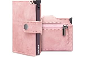 BEWMER v2 Portefeuille Homme&Femme en Similicuir avec Protection RFID Anticlonage | Porte Carte Homme&Femme pour 9 Cartes De Crédit, avec Poche Monnaie | Portefeuilles Et Porte-Cartes Rose-Violet