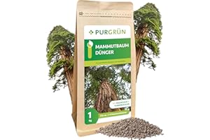 Purgrün® Sequoia Fertiliser 1 kg - Extra Magnesium for Protects Against Needle Discolouration - Improves Soil Quality with Clay Minerals - Fine-Grained Crumb Granules for 3-4 Sequoia Trees - Low