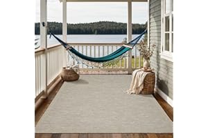the carpet Calgary - robusto tappeto per esterni, resistente alle intemperie e ai raggi UV, per balcone, terrazza, giardino d'inverno o cucina e sala da pranzo, 140x200 cm, Beige-Grigio