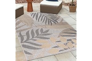 HomebyHome Dywan do użytku na zewnątrz, odporny na działanie warunków atmosferycznych, sizalowy wygląd palm, prostokątny, beżowy, dywan na balkon, dywan kuchenny – do ogrodu, na taras, kemping, do