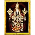 zig zag Lakshmi with venkateshwara Swamy Photo Frame For Wall/Table/Pooja Room (7x9 inches, Acrylic Glass) Golden