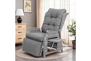 COMLAX FIELD Gartensessel mit Liegefunktion Wetterfest, Relaxsessel Verstellbar, Relaxliege für Innen, Gartenliege und Loungesessel aus Rattan, Dunkelgrau