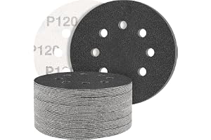 STEBRUAM 50 stycken siliciumkarbid slippapper 125 mm kardborreband 120 korn, professionell 125 rund 8-håls våt och torr slips