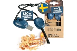 Light My Fire Swedish Flint Fire Starter Ferro Rod Survival Tools SCOUT | Fire Steel Bushcraft Camping Gear | Flint and Steel Fire Starter Kit 2-in-1 Fire Flint and Striker 3,000 Strikes
