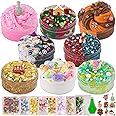 8 Pack Textures Slime Kit for Kids, Slime Variety Pack Different Textures, withe Butter Slime, Cloud Slime, Bingsu Crunchy Slime & Gold Foil Slime, Hallowmas Christmas Slime Girls Gift & Boys Gift