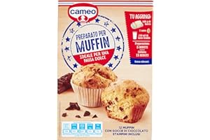 Cameo Preparato per Muffin con Gocce di Cioccolato, Facile da Preparare, Miscela per Impasto e Stampini Inclusi nella Confezione, Preparato per 12 Muffin, Senza Coloranti, 370 g