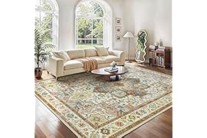 GENIMO Alfombra Salon Vintage Alfombras de Área Lavables en Máquina, Alfombras con Base Antideslizante, Alfombra de Dormitorio de Pelo Corto para Cocina, Comedor, Marrón, 200X290CM