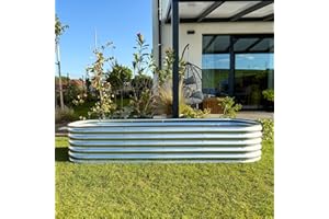 UNIGARDIA Aiuola rialzata in metallo, 240 x 60 x 43 cm, 195 x 105 x 43 cm, kit per aiuole rialzate 9 in 1, in acciaio Zn+Al+Mg, antiruggine e indeformabile, facile da montare