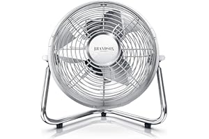 Brandson - Máquina de Viento Estilo Retro Ventilador de diseño Cromado - Ventilador de pie de 32 W - Ventilador de Mesa de Alto Flujo de Aire