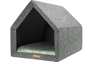 Rexproduct - PetHome Hundehütte mit Liegefläche und Dach I Biss- und Kratzfest I Gute Schalldämmung I Umweltfreundlich & Einfach zu Montieren I Größe L (80x62x64 cm) - Dunkelgrau und Grün