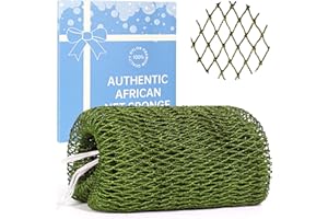 MUIIUM African Net Sponge Authentic with Knots,Exfoliating Bath Sponge for Deep Cleansing, Long-Lasting Body Scrub, Shower & Bath Accessories for Women & Men (Green)