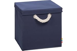 Storanda | Aufbewahrungsbox LEO + Deckel | Faltbox | Korb | 30x30x30 cm | (Dunkelblau)