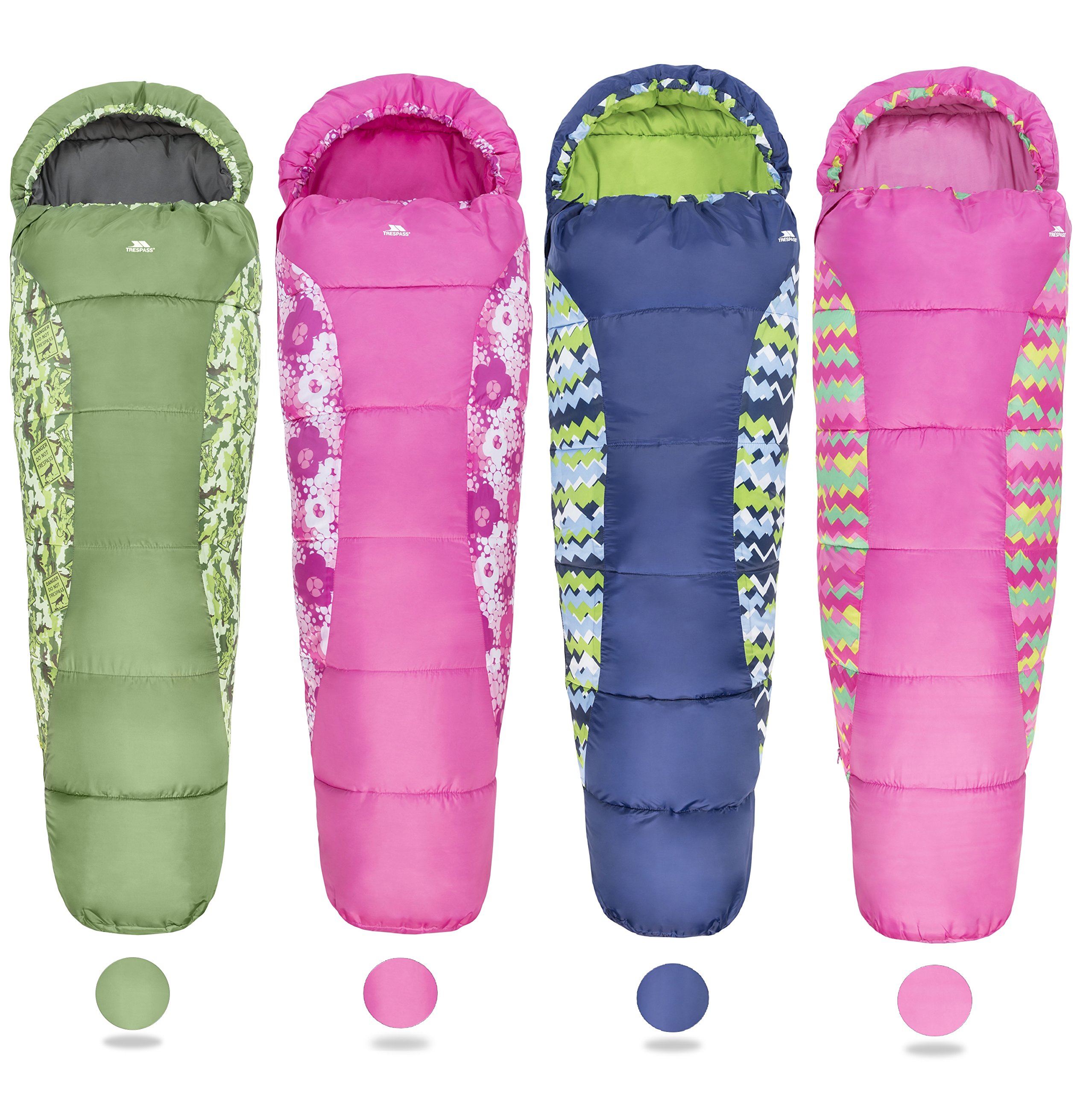 Trespass Unisex Child BUNKA 3 Season Sleeping Bag with Hollow Fibre Filling Hikerstore