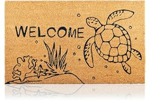 AMARU DOOR MATS Felpudo Tortuga de Fibra Coco - 70x40cm - Felpudos Antideslizantes - Felpudos Originales para la Entrada a Casa, Pasillos, Puertas de Exterior - Accesorios para el Hogar - Material Resistente