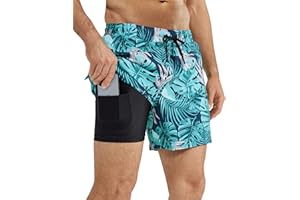 QAYMZUMD Mens Swimming Shorts Quick Dry，Men's Swimming Trunks 2 in 1 Shorts Mens Board Shorts Dry Fit Beach Shorts for UK Man with Compression Liner Training Shorts Men Waterproof Shorts S-3XL
