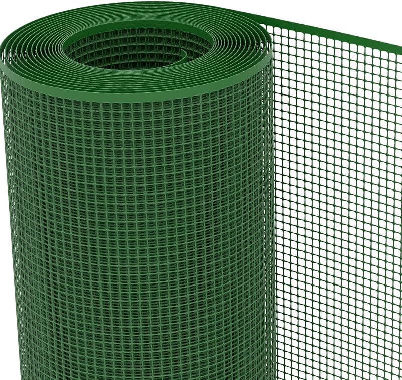 TENAX Quadra 10, Verde, 0,50 x 5 m, Rete Protettiva in Plastica a Maglia Quadrata per Balconi, Cancelli, Recinzioni o per Bordura