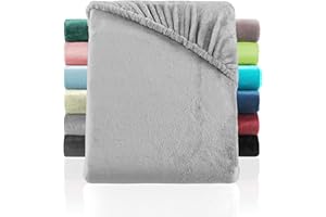 ‎BASATEX BaSaTex Cashmere Touch Plüsch Premium Spannbettlaken - SUPER Soft Flauschiges Winter Spannbetttuch Nicky Teddy - wärmendes Bettlaken | 140x200-160x200 cm | Farbe: Grau