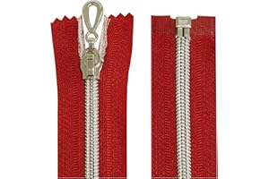 AERZETIX - C64093 - Lot de 2 Fermetures éclair à glissière spirale N°5 65 cm séparable autobloquant - maille en nylon argentée - tirette curseur en métal - couleur rouge - mercerie