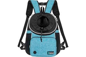 PetAmi Front Carrier Backpack for Dogs and Cats, Adjustable Ventilated Pet Chest Carrier for Hiking, Camping, Travel, Small Medium Dogs or Large Cats, Max 10 lbs, Teal Blue