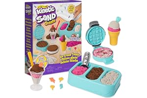Kinetic Sand Scents, Ice Cream Treats Playset with 3 Colours of All-Natural Scented Sand and 6 Serving Tools
