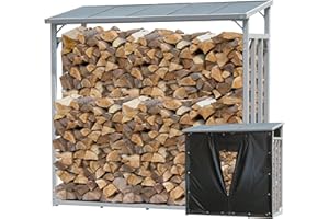 QUICK STAR Étagère en Aluminium XXL 185 x 70 x 185 cm avec Protection Contre Les intempéries pour Bois de cheminée 2,3 m3