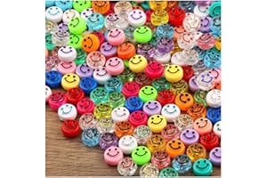 ZesNice 500 Pcs Smile Face Beads for Bracelets Making Kit, Smile Face Beads with Elastic String for Jewelry Making Earring Necklace DIY Craft Supplies