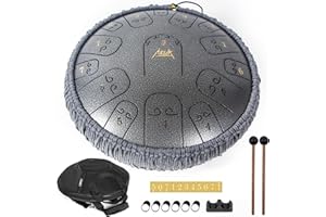Tongue Drum Steel Tongue Drum AKLOT 14 inch 15 Notes C KeyAlloy Steel Tongue Drum Hanpan for Adult